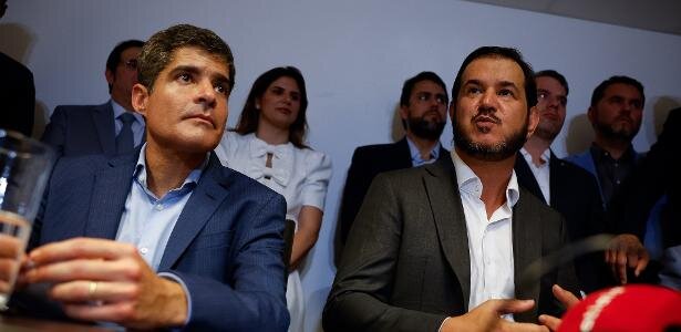 ACM Neto e Antônio Rueda durante coletiva do União Brasil.